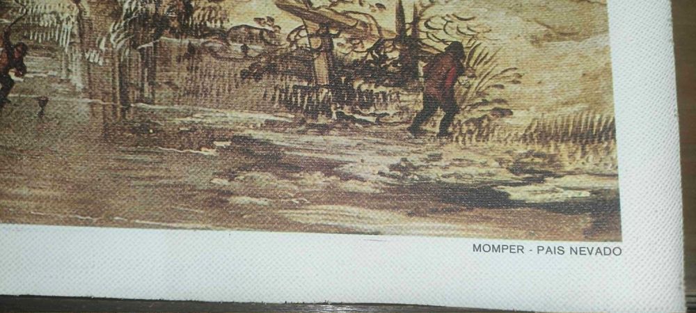 Litografia Momper, (Pais Nevado) óleo sobre tela anos 70 com 50 x 40 cm