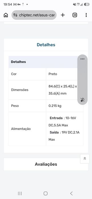 Asus Carregador Auto 40W Preto