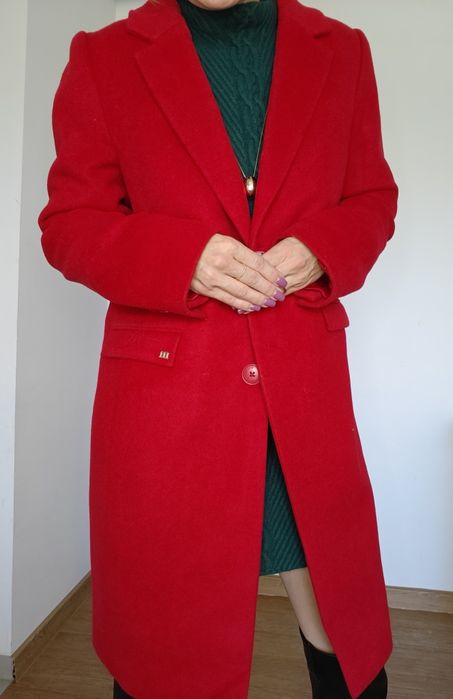Płaszcz Monnari 40 wełna wełniany midi długi elegancki klasyczny nowy
