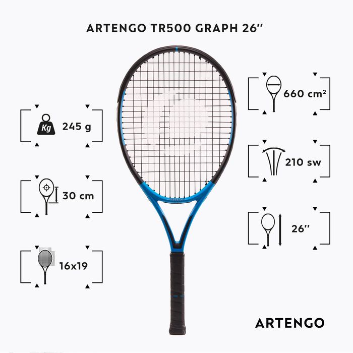RAQUETE DE TÉNIS CRIANÇA TR500 GRAPH 26'' AZUL