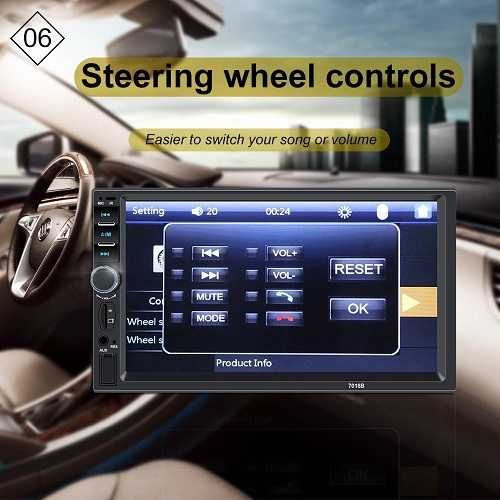 Radio 2 Din 7Polg Maos Livres Bluethood Gps Mirrorlink _NOVOS