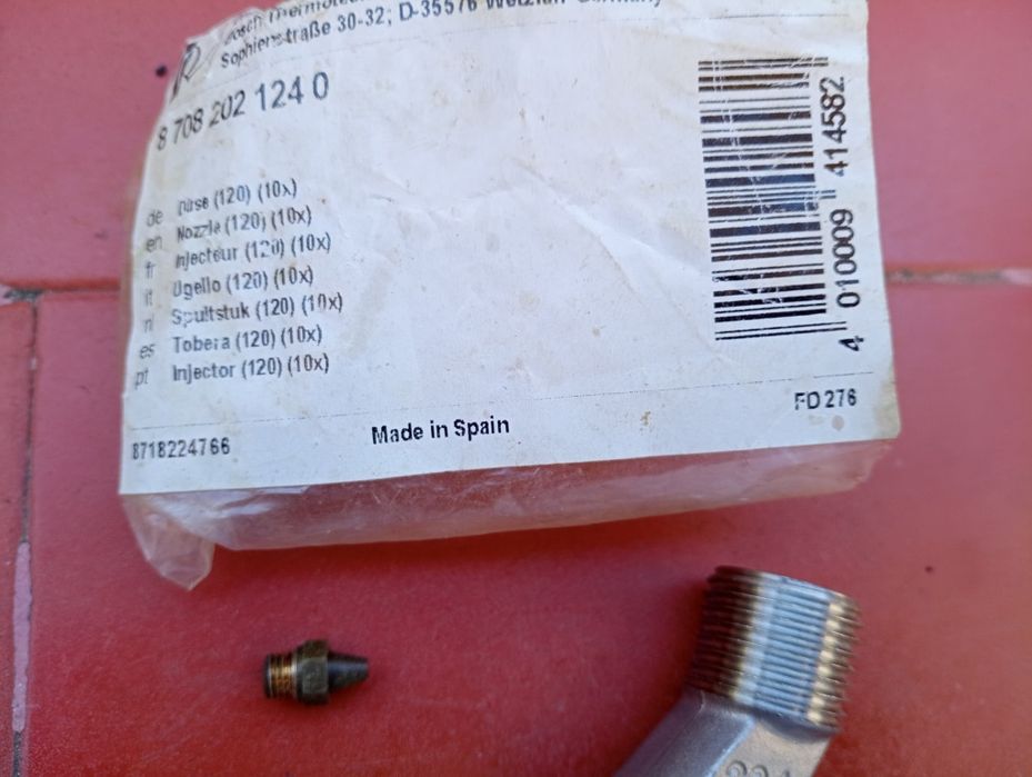 10 injetor (120 Original Bosch + conector redutor aço inoxidavel 304