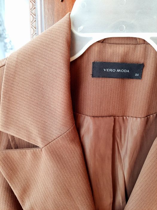 Żakiet marynarka Vero Moda 34 36 XS S brązowy prążki