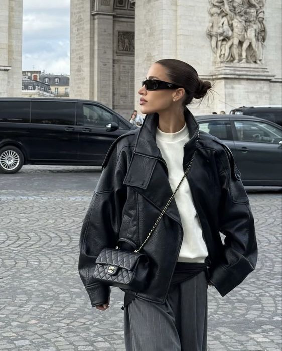 Трендова косуха Zara, кожанка, кожана куртка