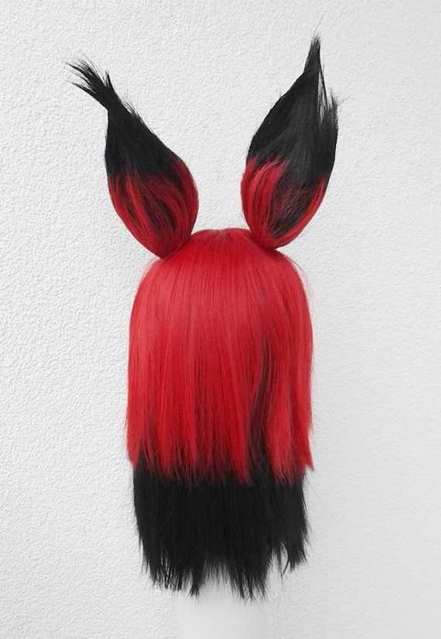 Czerwona peruka z uszami cosplay czerwony wig Alastor Hazbin Hotel