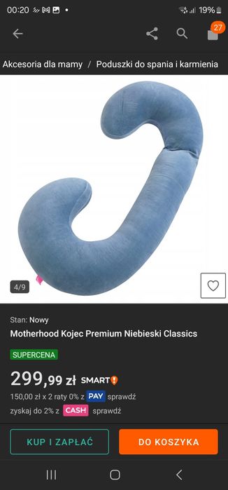 Motherhood rogal kojec do spania w ciazy premium welur