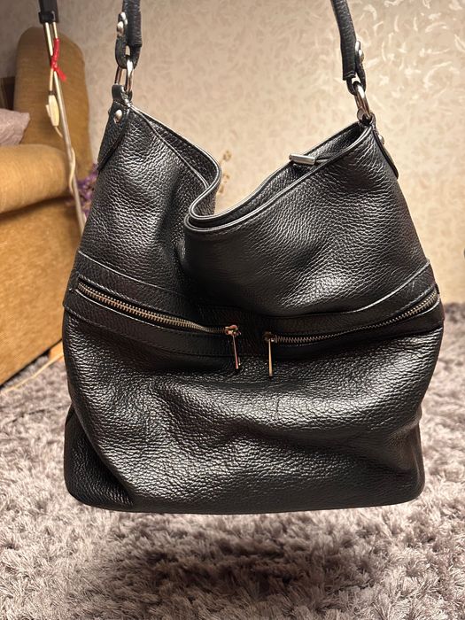 Шкіряна сумка мішечок. Кожанная сумка