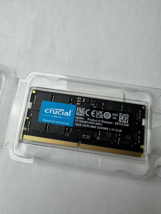 Оперативна пам'ять Crucial Black DDR5 SO-DIMM 16GB 4800MHz CL40