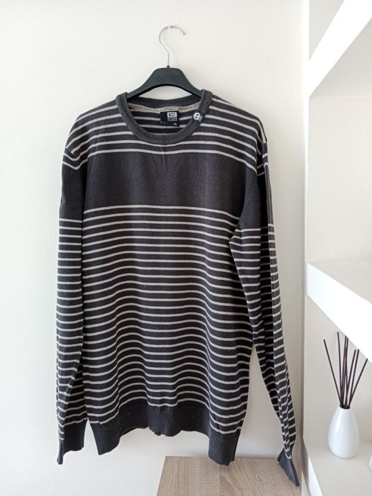 Szary sweter męski w paski Cropp xl