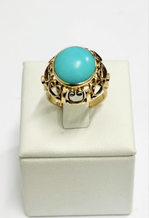 Zloty pierscionek 14k Turkusem