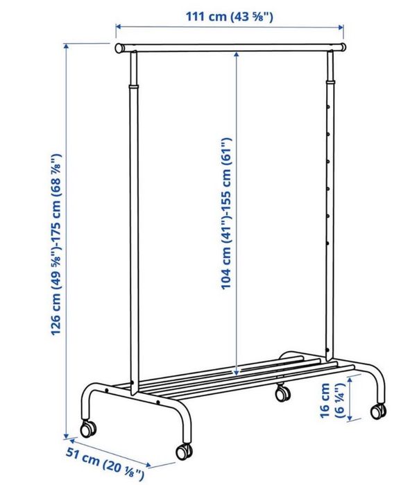 Suporte para cabides / charriot (branco)