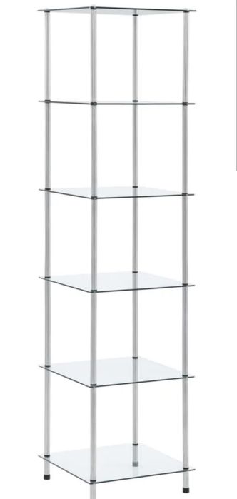 Estante de seis prateleiras em vidro de pes em inox . Nova