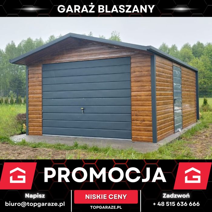 Garaż blaszany drewnopodobny garaz jednostanowiskowy 4x6m garaz profil