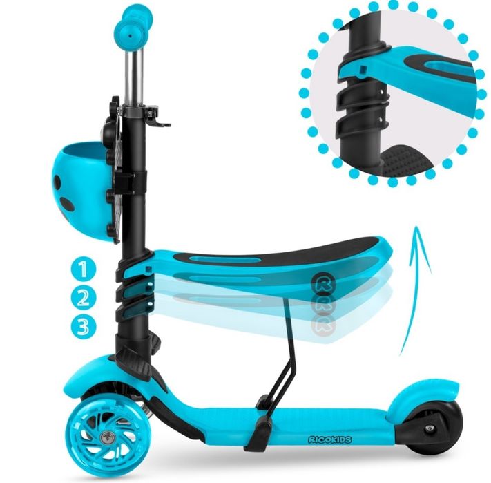 Hulajnoga trójkołowa Ricokids Buggy - turkusowa