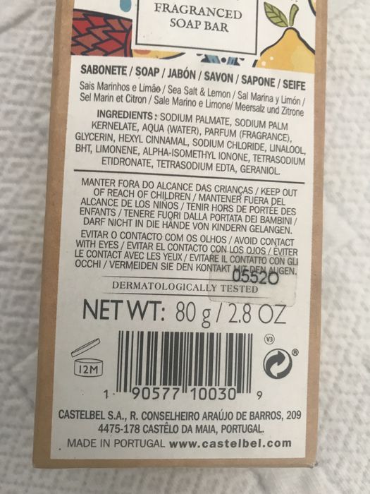 Sabão soap Castelbel Porto sea salt and lemon Limão e sal