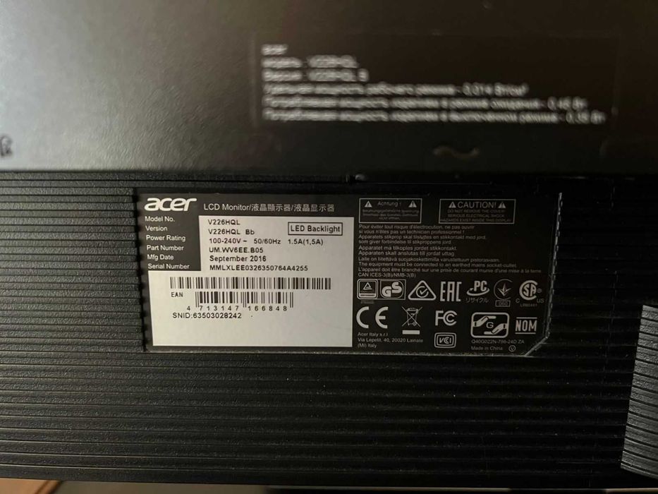 Монитор Acer V226HQL VGA port Full HD
