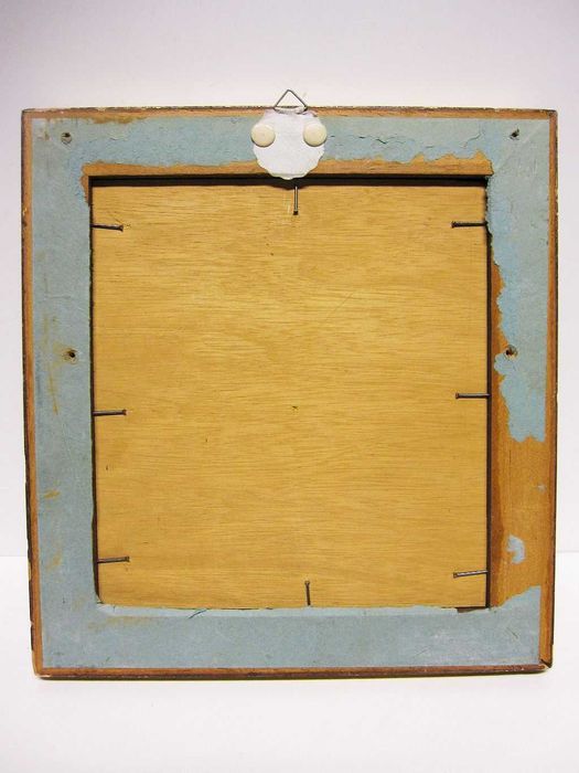 quadro emoldurado com paisagem marítima em óleo sobre tela - assinado