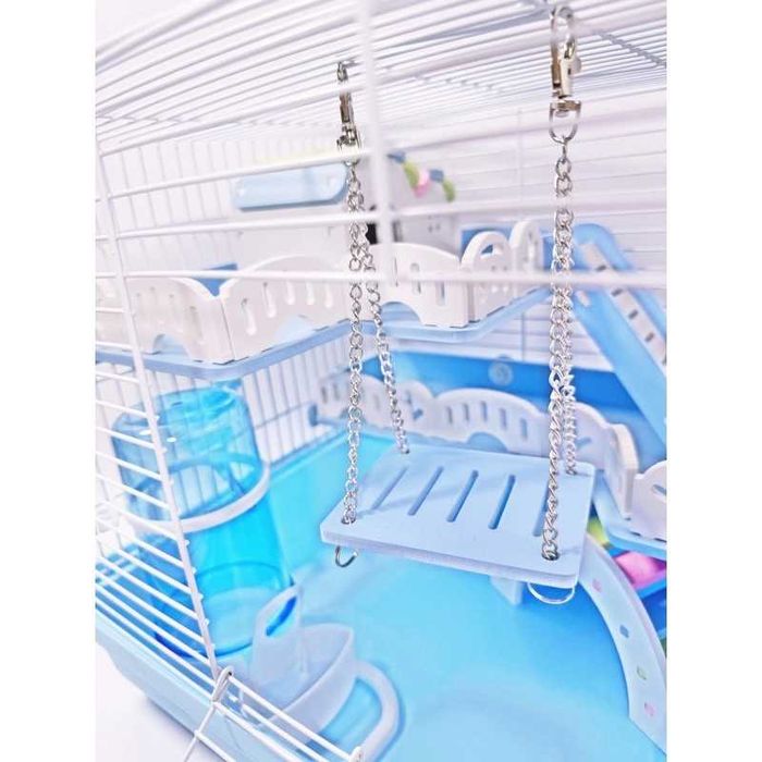 ТОП! Просторная Голубая клетка для хомяка G06 с 3 этажами, 47×29×30 см