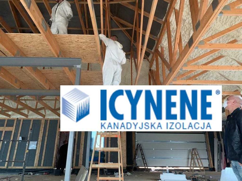 Ocieplanie, izolacje kanadyjską pianą PUR icynene. wdmuchiwanie wełny