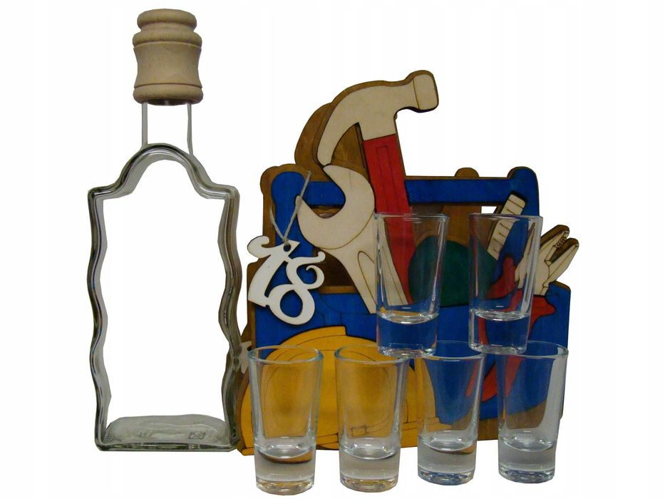 Karafka na alkohol Prezent na 30 40 50 urodziny budowlaniec majster