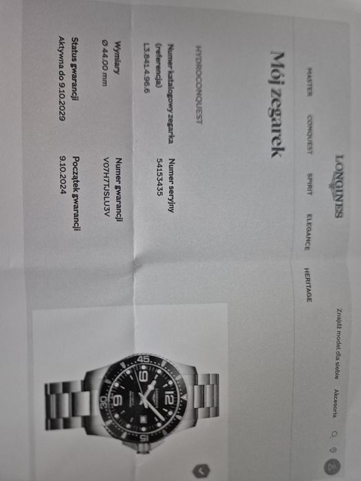 Longines hudroconquest 44mm gwarancja 2029r