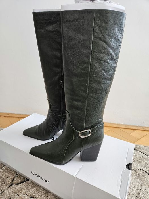 Aldo saddle skórzane kozaki na obcasie w rozmiarze 41
