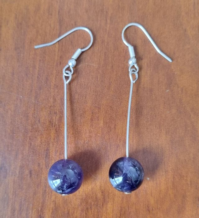 Srebrne kolczyki z ametystów