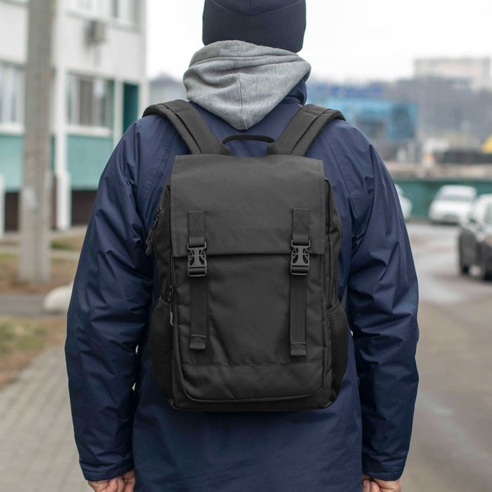 Міський рюкзак чорний тканинний ТENTAUR молодіжний портфель на 18 л