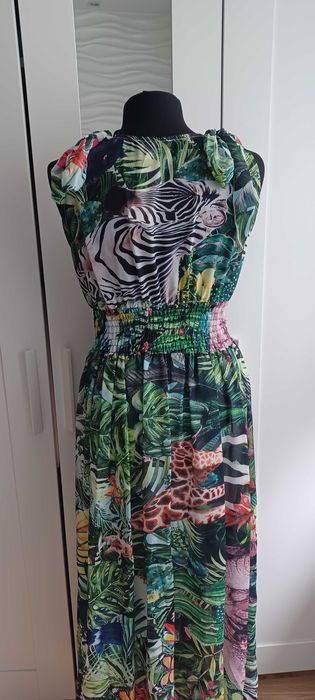 Sukienka maxi zielona Jamaica kopertowy dekolt Nowa!!