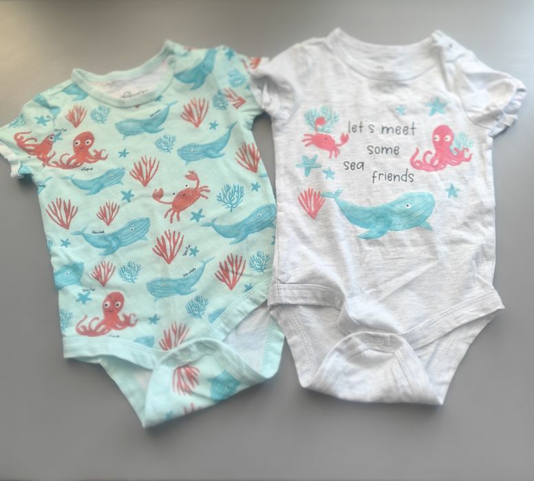 Zestaw 2 pak body krótki rękaw So Cute | Rozmiar 68/74 | morskie wielo