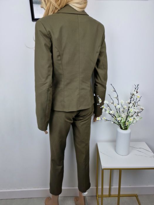 Garnitur damski ze spodniami khaki komplet 36/38 S/M bawełna 50%