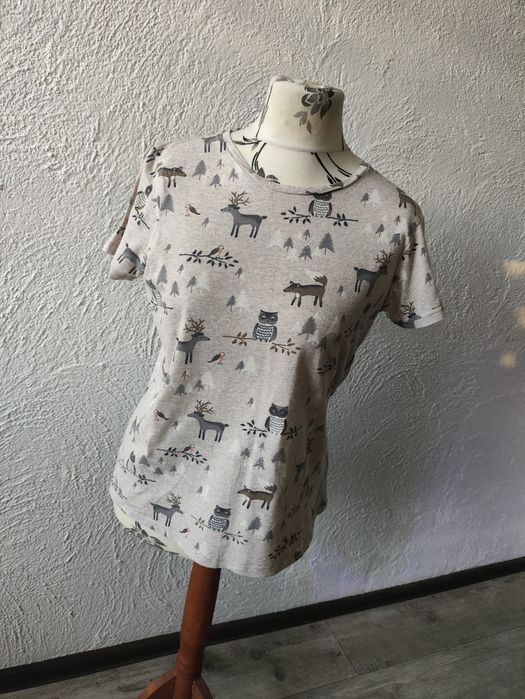 Wzorzysty t-shirt damski 38 M Next 100% bawełna