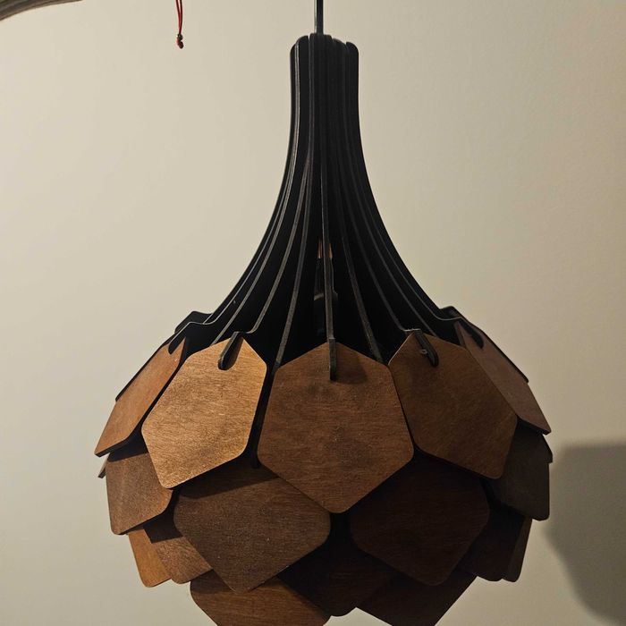 TANGAL brąz i czarny - Lampa drewniana