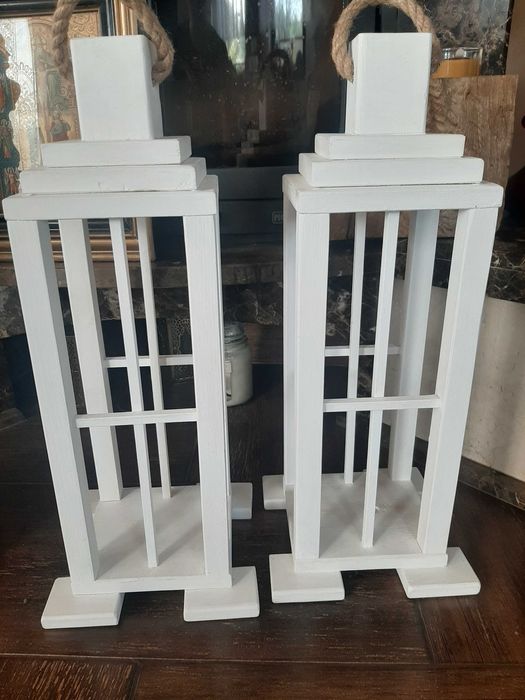 Lampiony drewniane białe