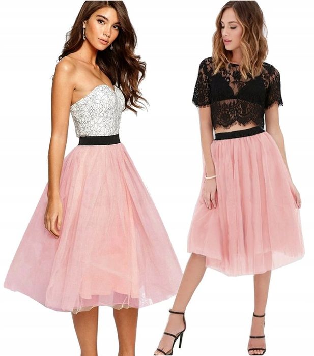 Romantyczna Spódnica Tiulowa Różne Kolory 3/4 Midi