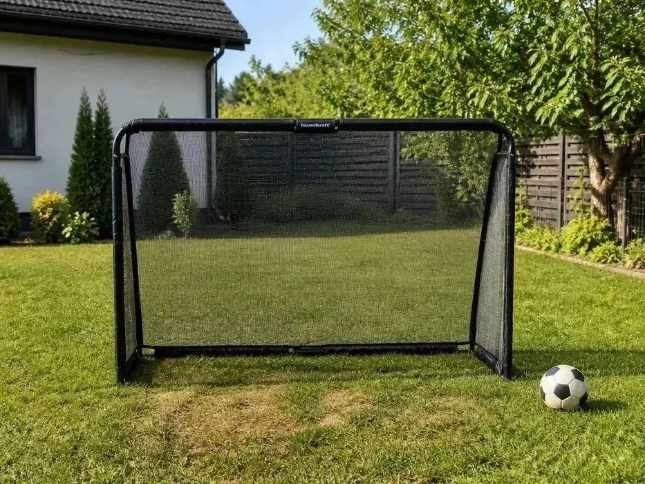 NOWA Bramka Piłkarska 180x120 cm BauerKraft Stalowa Metalowa Czarne Do Ogrodu Ogrodowa Do Treningu Dla Dzieci Hit Solidna Konstrukcja Wysyłka Okazja!