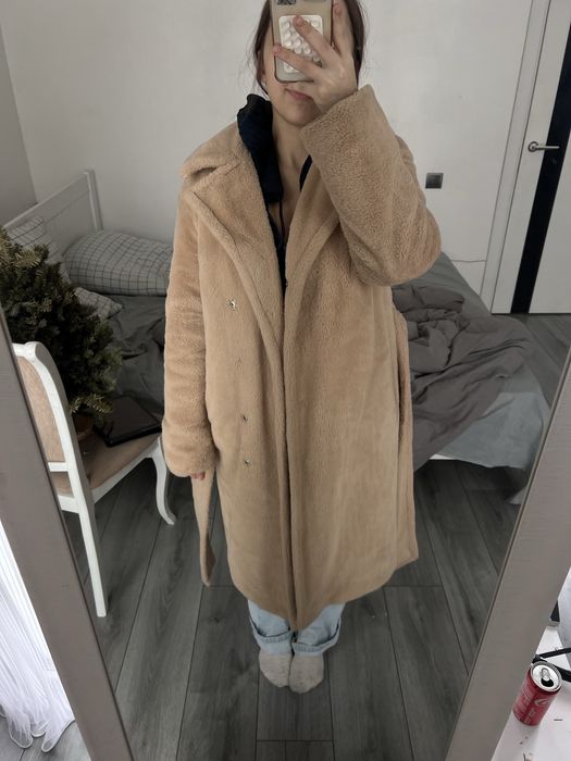 Еко шуба довга бежева