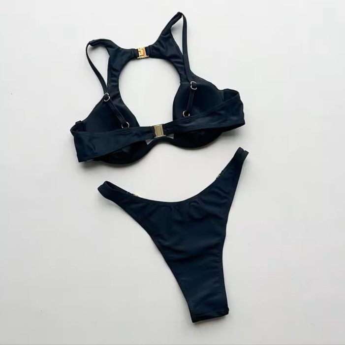 Чорний купальник зі спідничкою в стилі misstic