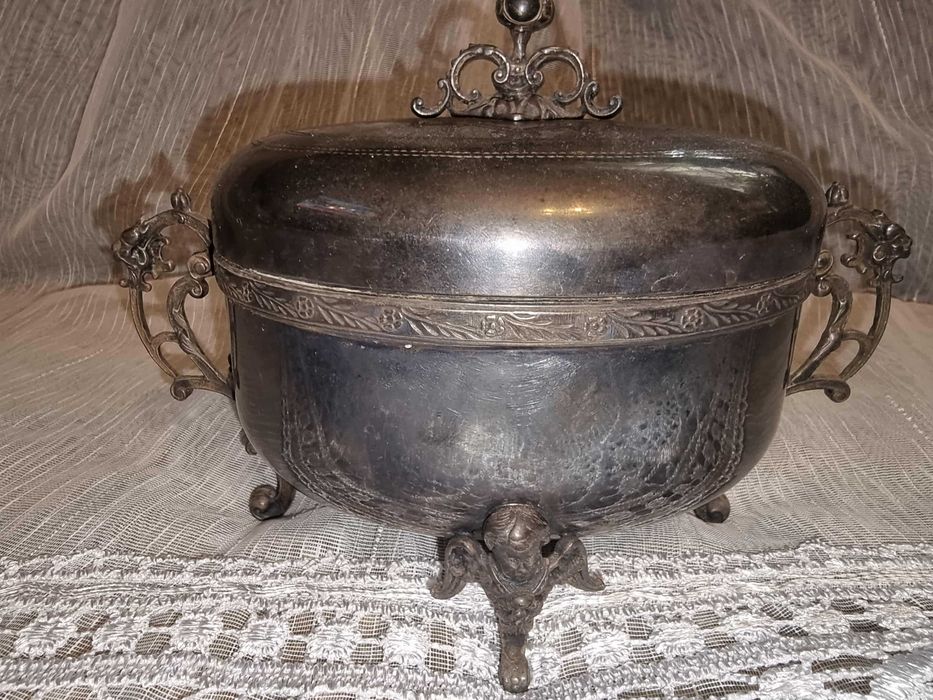 Posrebrzana cukiernica "Fragetka" Hefra PRL