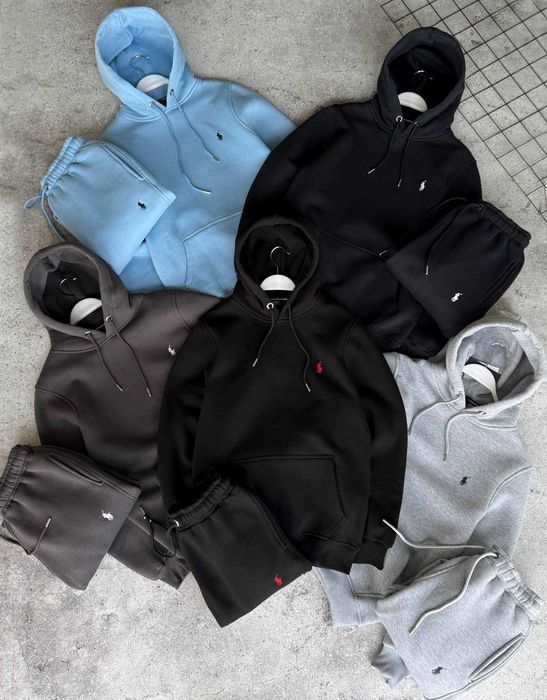 Костюм зимовий POLO Ralph Lauren Black на флісі штани і худі i57