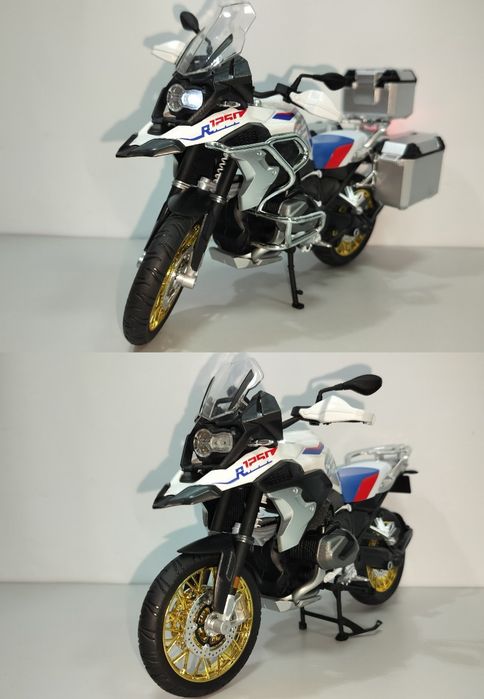 BMW R1250 GS модель мотоцикла 1:9 со светом металл
