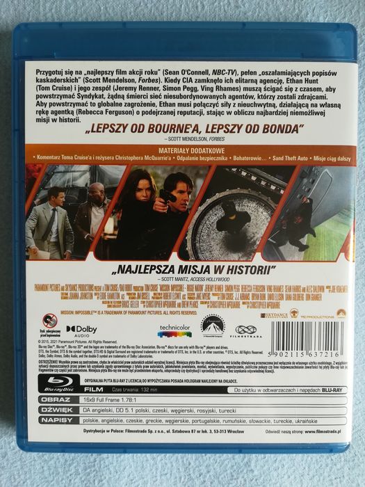 Mission Impossible: Rogue Nation Blu-ray [BD] [opis]