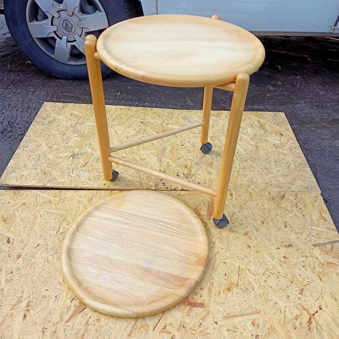 Stolik Okrągły, Stylowy Stolik Kawowy, Drewniany Stolik Składany