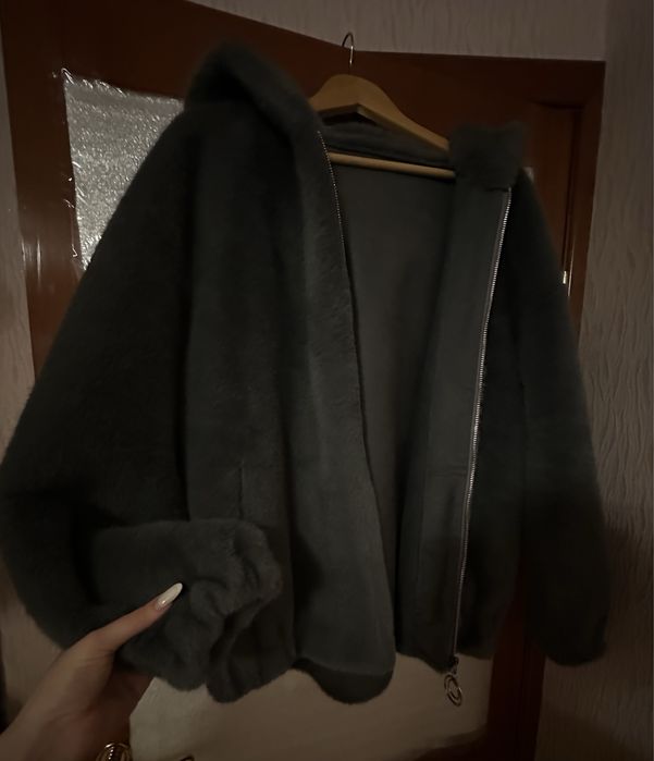 Эко шуба серого цвета