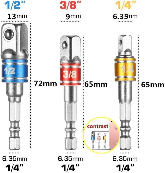 Adapter do kluczy nasadowych guyiste 3szt