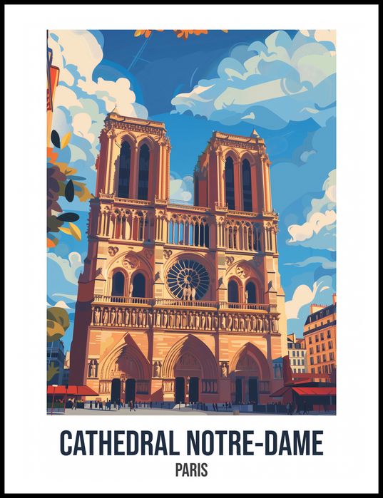 Plakat 75x100cm Cathedral Notre-Dame
