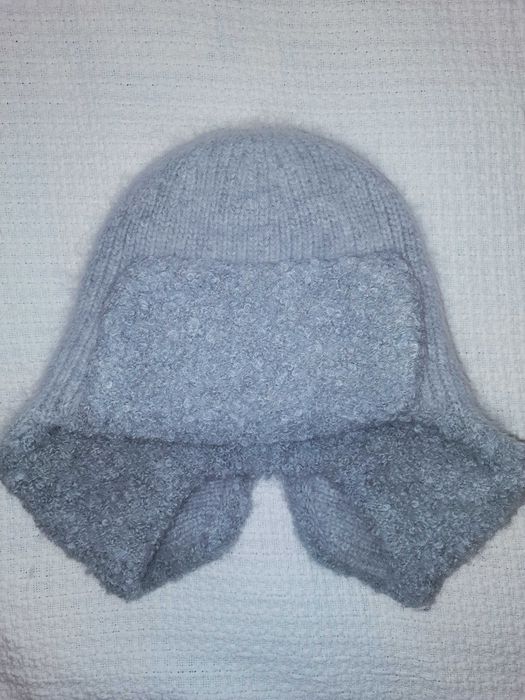 Шапка ушанка ангора серо- голубая