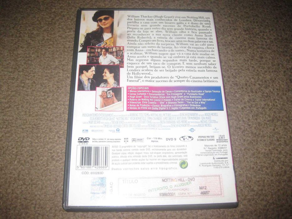 DVD "Notting Hill" com Julia Roberts