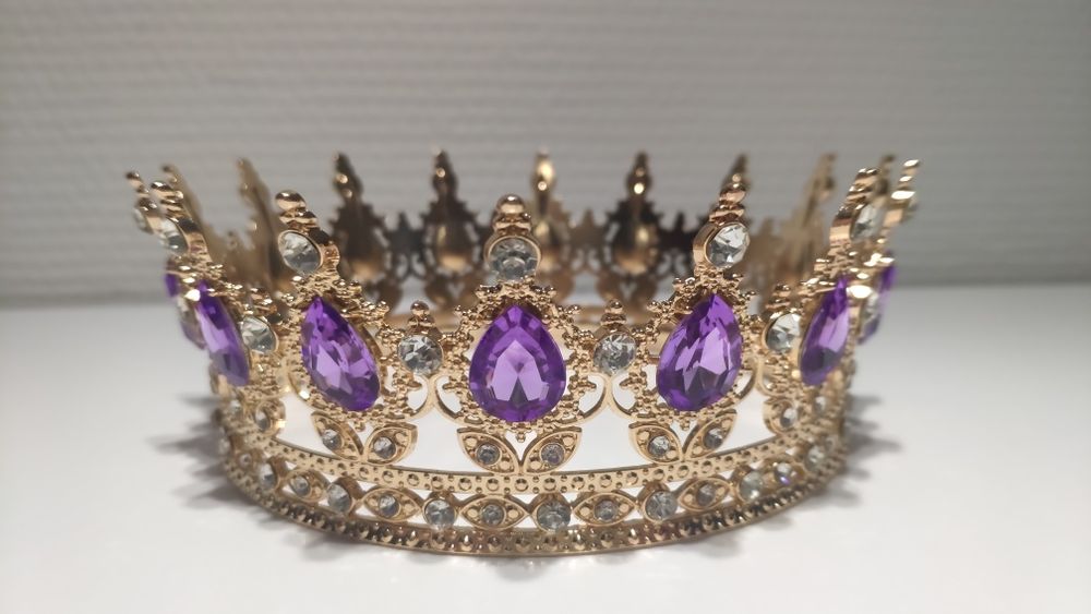 Корона на торт 15;12,5;6;3 см, глітер (блистівки), топер