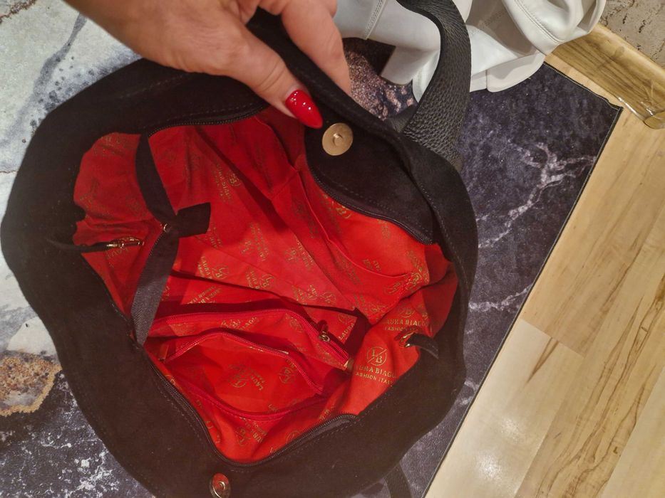 Torebka  torba czarna  skóra  naturalna